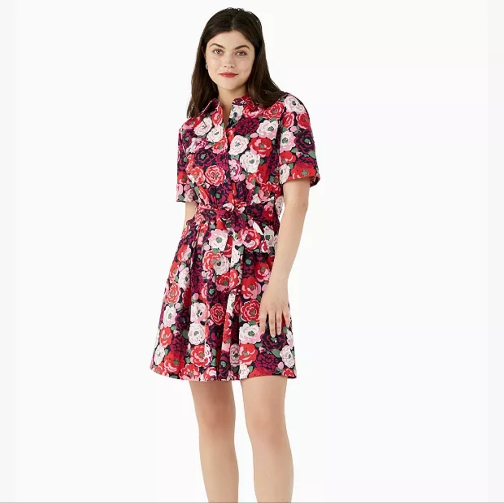 Kate Spade Rosette Blooms Tie-waist Shirtdress, size Small, EUC, $90 shipped